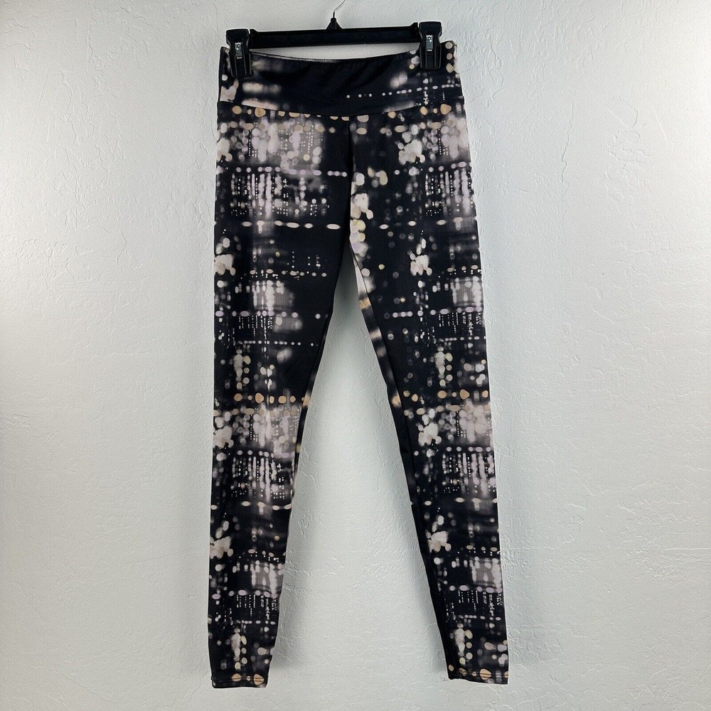 Onzie‎ Leggings Black Pink Bokeh Print Womens Size S/M Made in USA